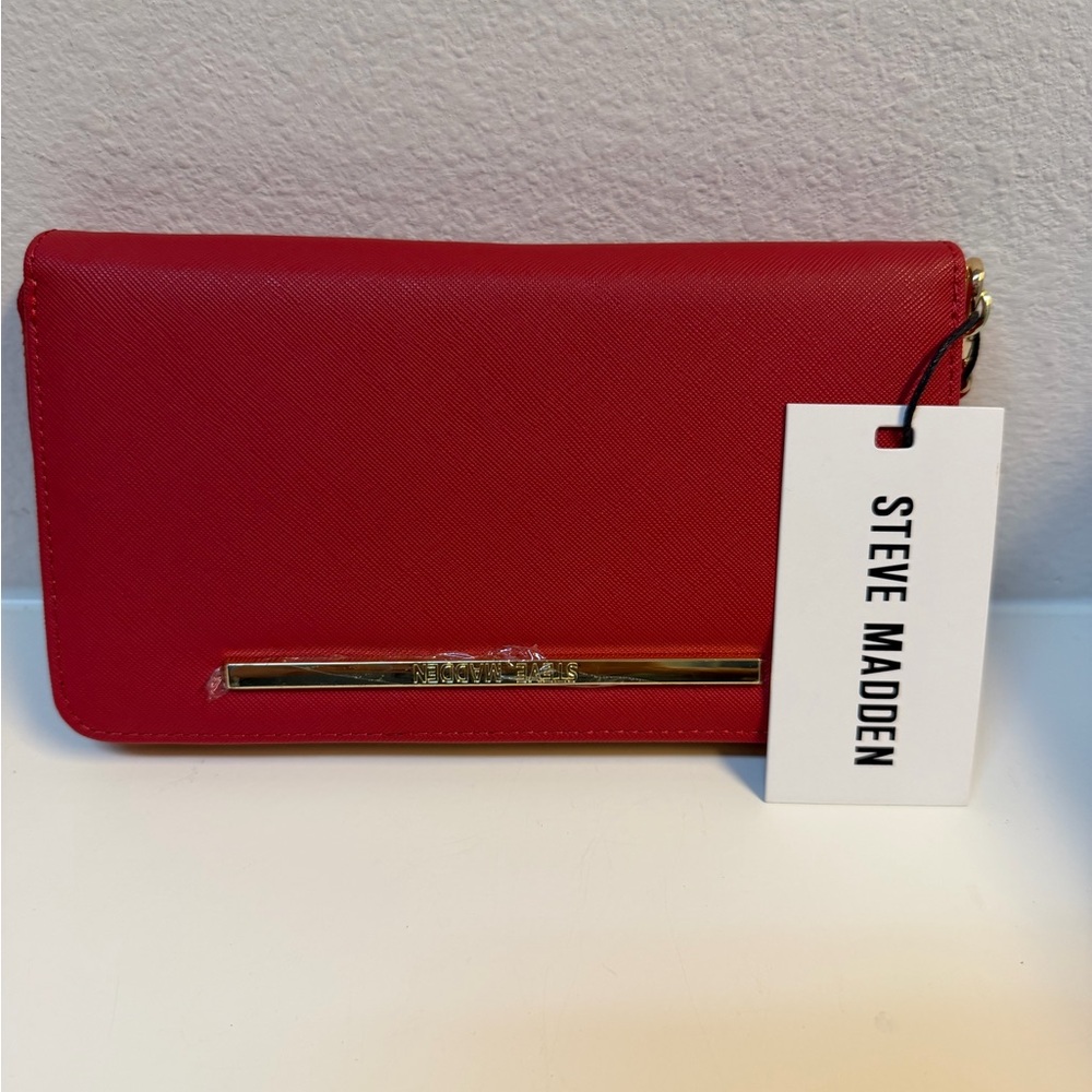 Steve Madden Red Clutch with Gold Accent